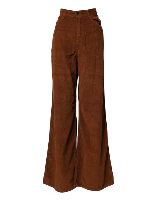 Jucca Bruine Wijde Pijpen Hoge Taille Corduroy Denim Broek Jeans - Image 1