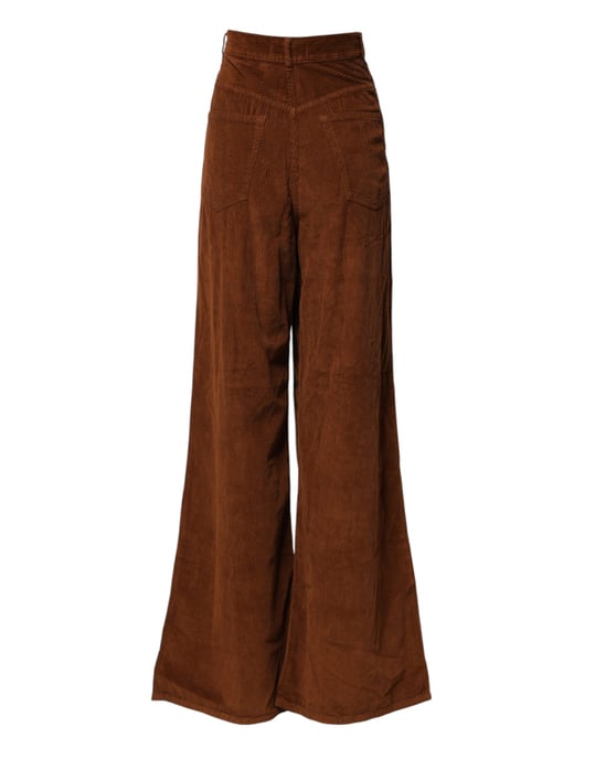 Jucca Bruine Wijde Pijpen Hoge Taille Corduroy Denim Broek Jeans - Image 3