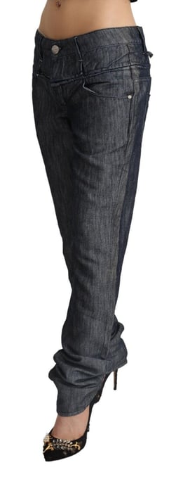 Acht Donkergrijze Ramie Mid Wijd Taille Rechte Denim Jeans - Image 2