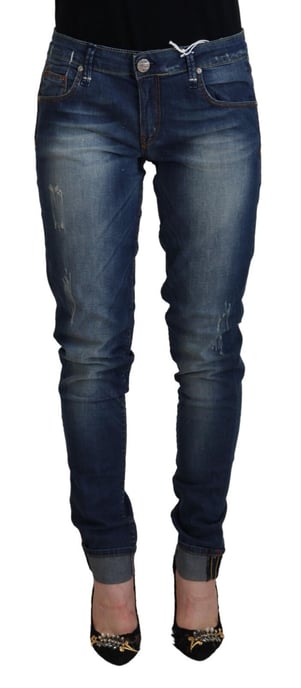 Acht Blue Washed Katoenen Slim Fit Dames Denim Broek Jeans - Image 1
