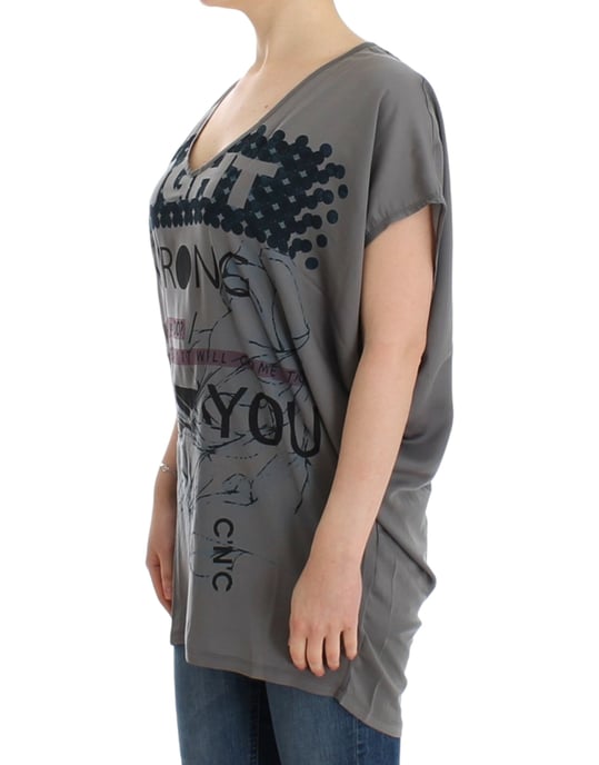 Costume National Grijs V-hals lange t-shirt - Image 2
