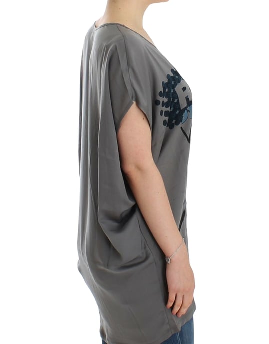 Costume National Grijs V-hals lange t-shirt - Image 4