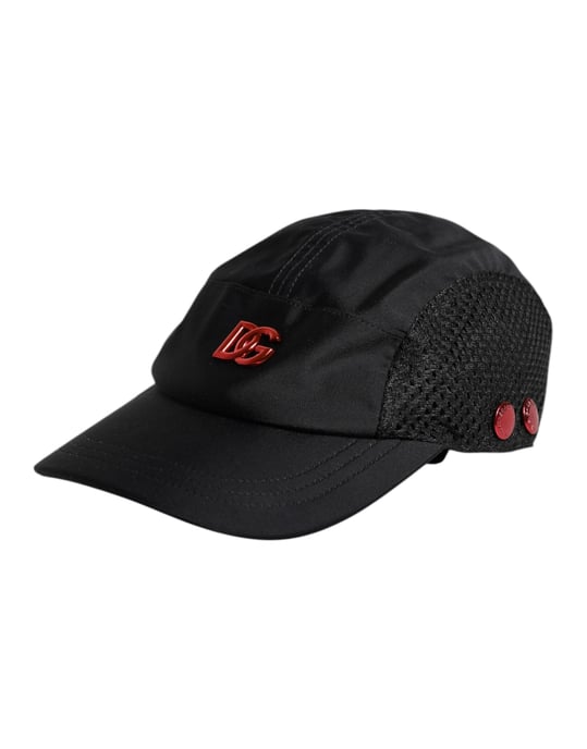 Dolce & Gabbana Zwarte Nylon DG Logo 6 Panelen Baseballpet - Image 3