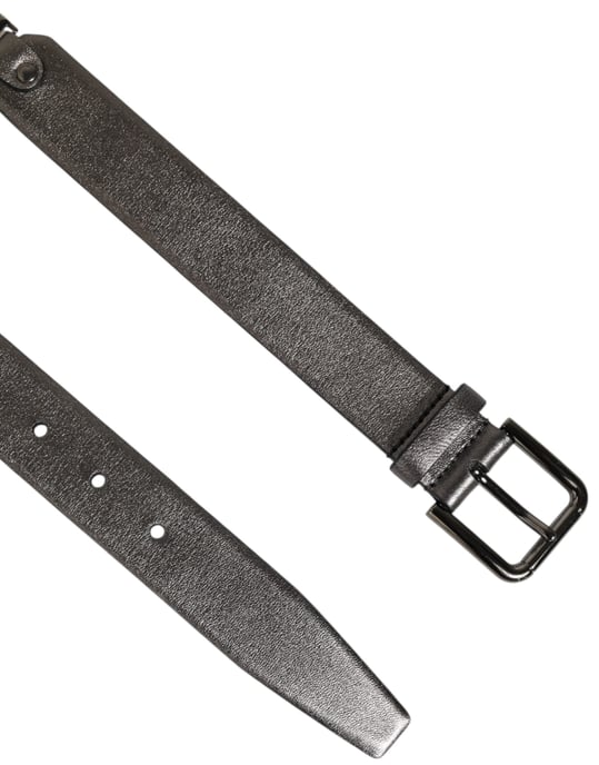 Dolce & Gabbana Zwart Zilver Geweven Textuur Leren Gesp Herenriem - Image 5