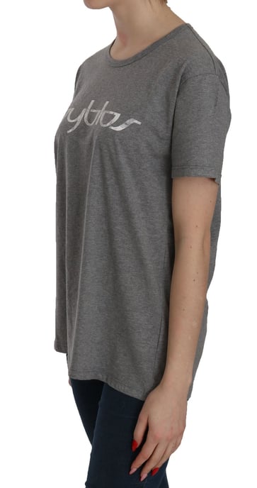 BYBLOS Katoenen Grijze Korte Mouw Ronde Hals Top T-shirt Blouse - Image 4
