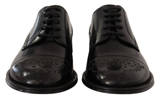 Dolce & Gabbana Zwarte Leren Wingtip Heren Formele Derby Schoenen - Image 2