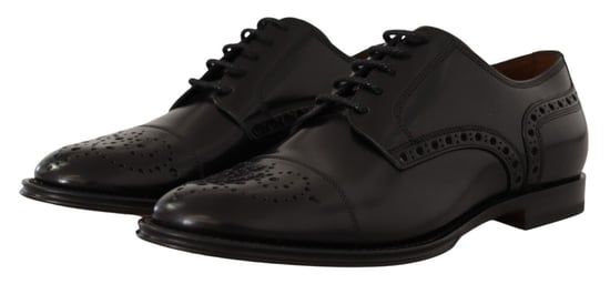 Dolce & Gabbana Zwarte Leren Wingtip Heren Formele Derby Schoenen - Image 3