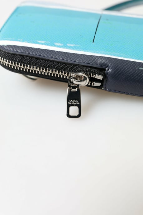 Dolce & Gabbana Blauwe Leren Crossbody Sling Telefoon Tas Unisex - Image 5