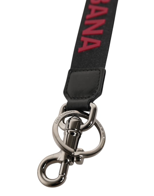 Dolce & Gabbana Zwart Rood DG Logo Polyester Zilver Heren Sleutelhanger Sleutelhanger - Image 3