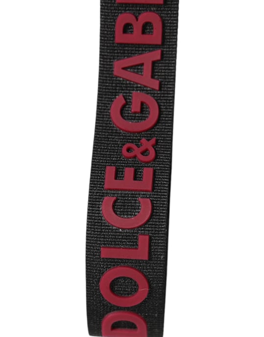 Dolce & Gabbana Zwart Rood DG Logo Polyester Zilver Heren Sleutelhanger Sleutelhanger - Image 4