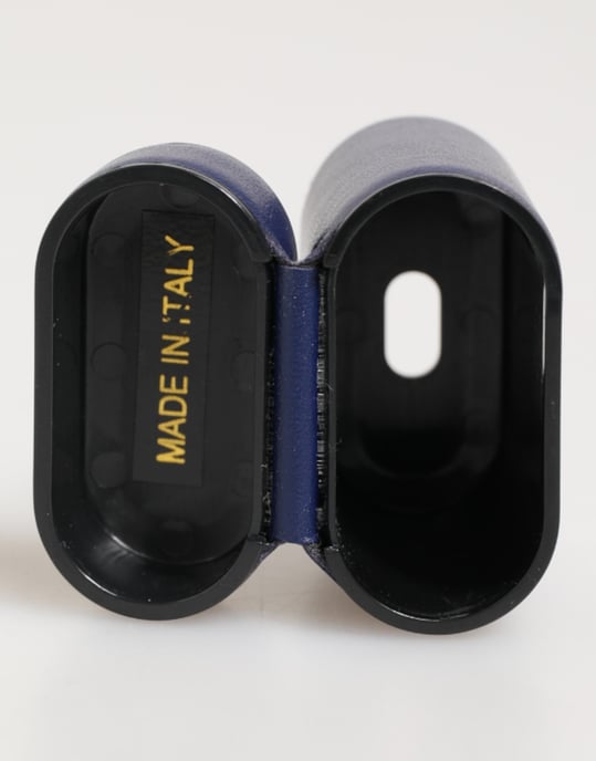 Dolce & Gabbana Blauwe Leren Logo Print Flip Houder Mannen Airpods Hoes - Image 6