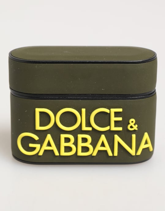Dolce & Gabbana Legergroen Rubberen Logo Gegraveerde Accessoire Airpods Hoes - Image 2