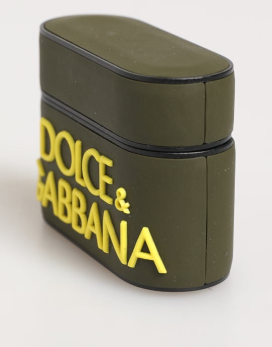 Dolce & Gabbana Legergroen Rubberen Logo Gegraveerde Accessoire Airpods Hoes - Image 3