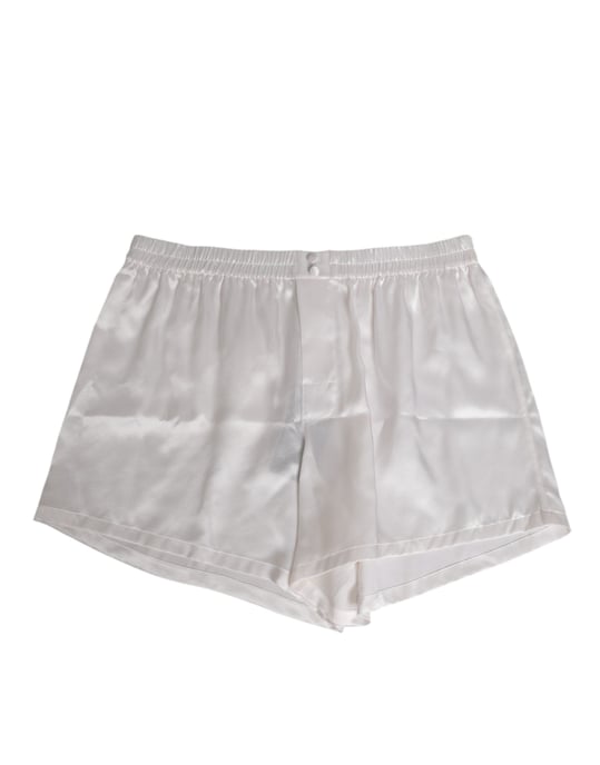 Dolce & Gabbana Witte Zijde Satijnen Elastische Herenshort zwemkleding - Image 2