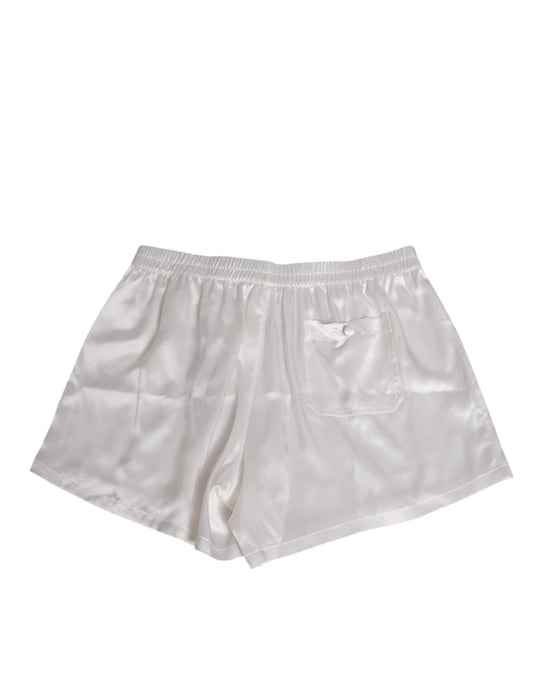 Dolce & Gabbana Witte Zijde Satijnen Elastische Herenshort zwemkleding - Image 4