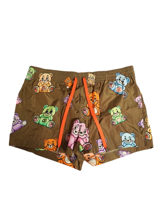 Dolce & Gabbana Bruine Multicolor Teddybeer Heren Shorts Badkleding - Image 2