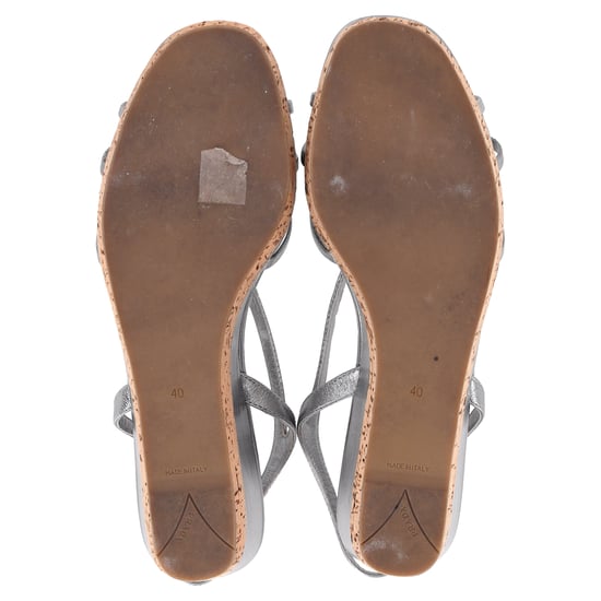 Prada Platform Wedge Sandalen in Zilver Leer - Image 5