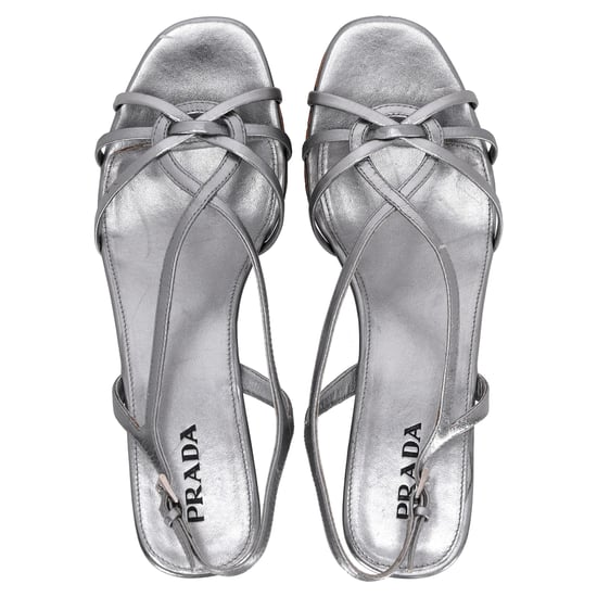 Prada Platform Wedge Sandalen in Zilver Leer - Image 6