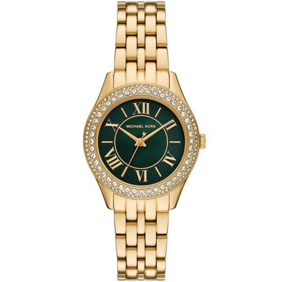 Michael Kors MK4870 Harlowe 33mm Groene Wijzerplaat Dameshorloge - Gouden Roestvrij Staal - Image 1