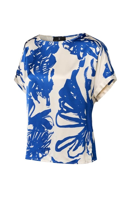 Martha Print Top Kobalt / Off White - Image 3