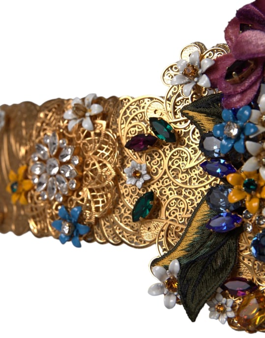 Dolce & Gabbana Multikleur Versierde Bloemige Kristallen Brede Tailleband - Image 3