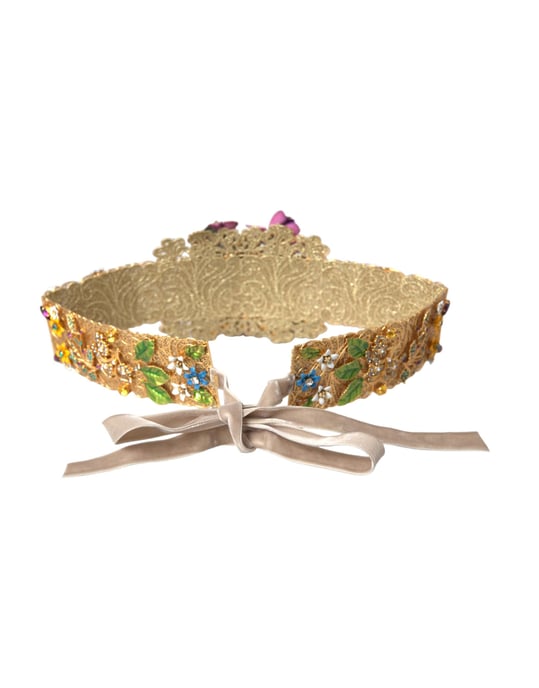 Dolce & Gabbana Multikleur Versierde Bloemige Kristallen Brede Tailleband - Image 4