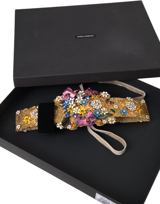 Dolce & Gabbana Multikleur Versierde Bloemige Kristallen Brede Tailleband - Image 6