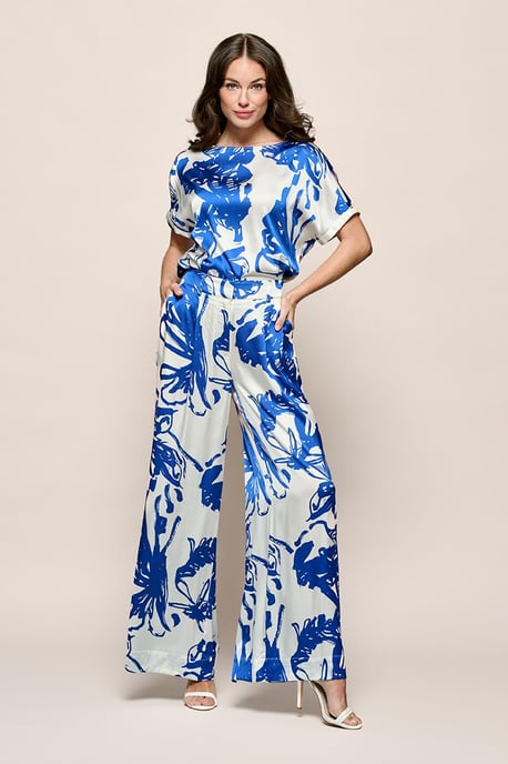 Benfield Print Broek Kobalt / Off White - Image 1