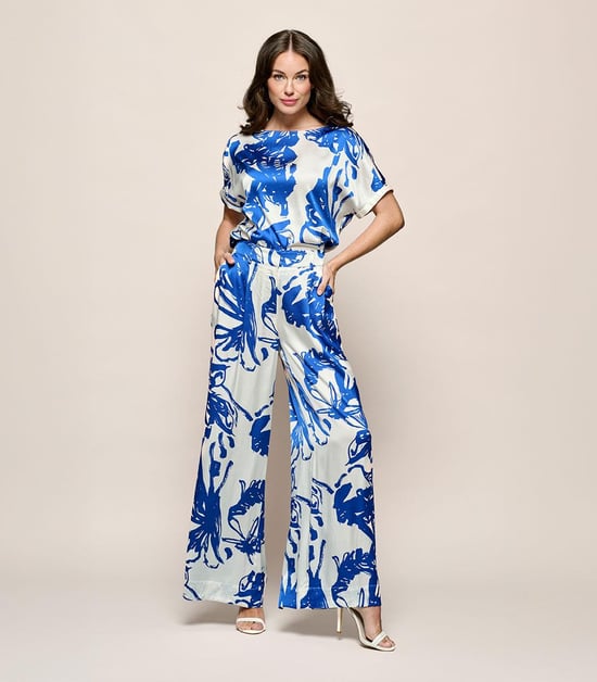 Benfield Print Broek Kobalt / Off White - Image 5
