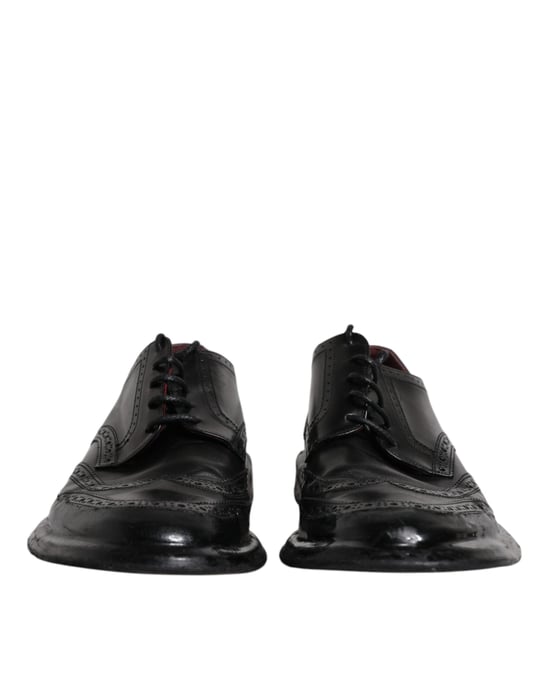 Dolce & Gabbana Zwarte Leren Derby Wingtip Formele Schoenen - Image 2