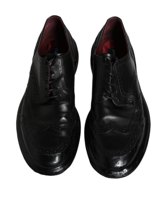 Dolce & Gabbana Zwarte Leren Derby Wingtip Formele Schoenen - Image 3