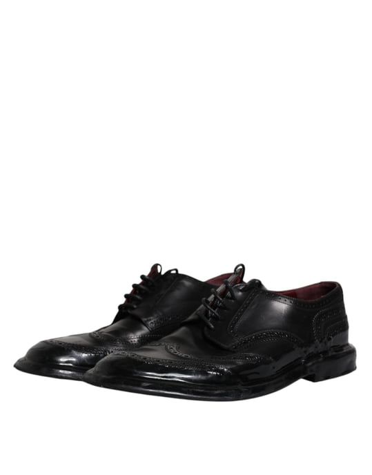 Dolce & Gabbana Zwarte Leren Derby Wingtip Formele Schoenen - Image 4