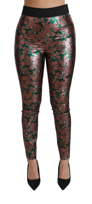 Dolce & Gabbana Groene Bronzen Blad Panty Skinny Broek - Image 1