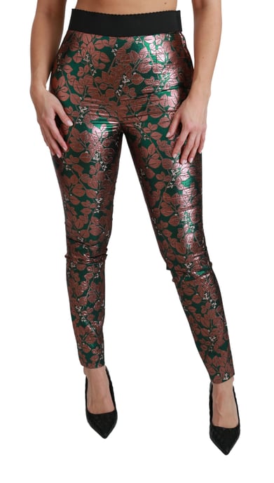 Dolce & Gabbana Groene Bronzen Blad Panty Skinny Broek - Image 2