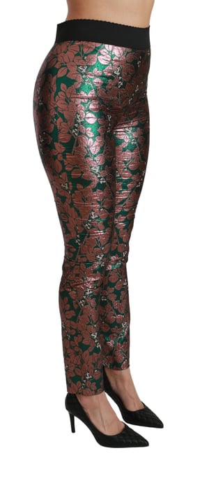 Dolce & Gabbana Groene Bronzen Blad Panty Skinny Broek - Image 3