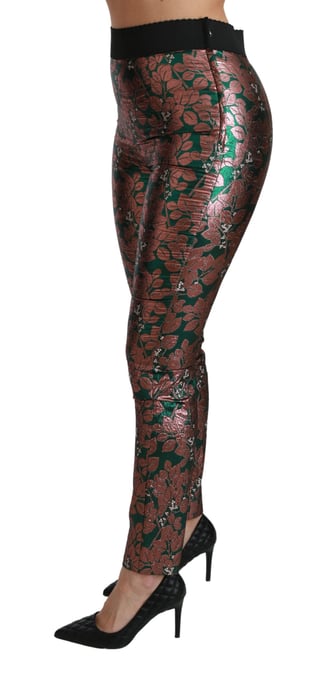 Dolce & Gabbana Groene Bronzen Blad Panty Skinny Broek - Image 4