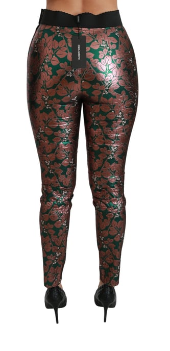 Dolce & Gabbana Groene Bronzen Blad Panty Skinny Broek - Image 5