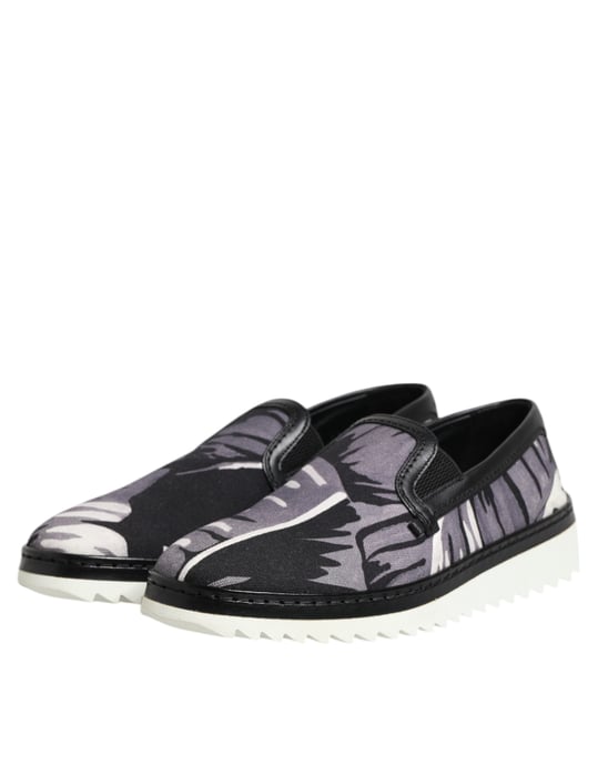 Dolce & Gabbana Zwarte Tropische Slip-On Sneakers Voor Heren - Image 4