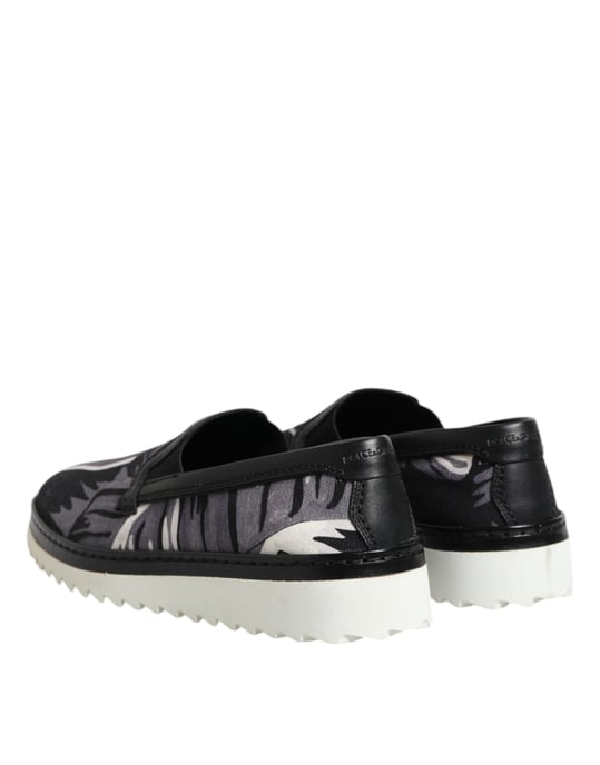 Dolce & Gabbana Zwarte Tropische Slip-On Sneakers Voor Heren - Image 5