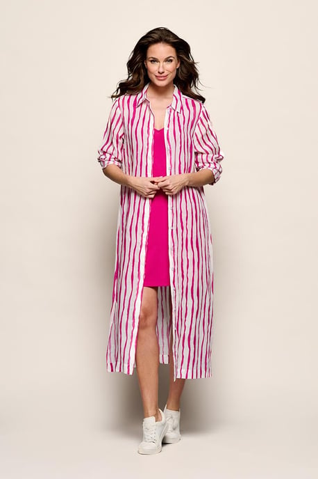 Georgia Streep Jurk Offwhite / Roze - Image 2