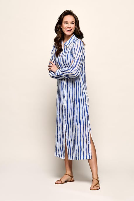 Georgia Streep Jurk Offwhite / Kobalt - Image 1