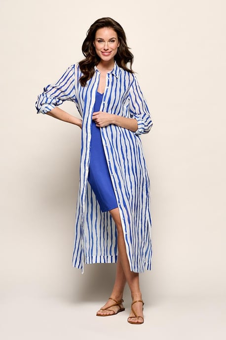 Georgia Streep Jurk Offwhite / Kobalt - Image 2