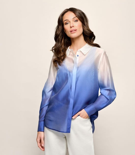 Juna Blouse Offwhite / Kobalt - Image 6