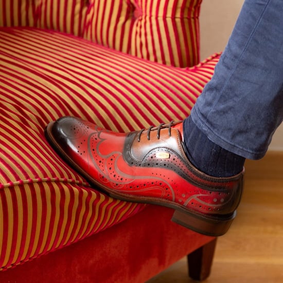 Lorenzo Conti Heren Rode Zwarte Leren Brogue Oxford Laken Schoenen - Ayan-01 - Image 3