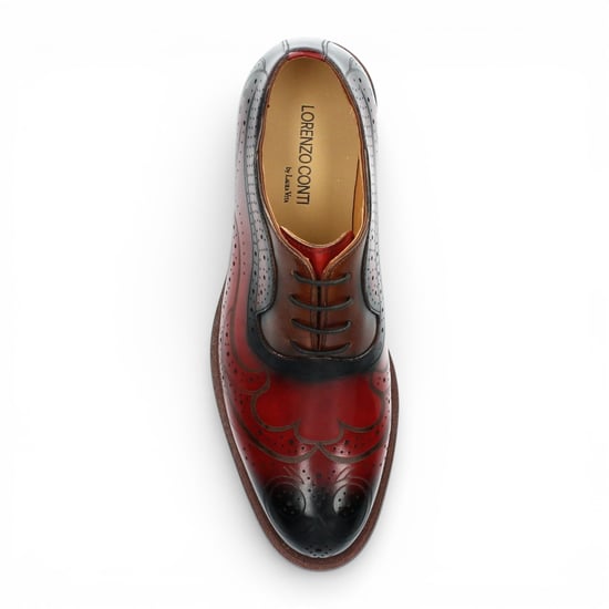 Lorenzo Conti Heren Rode Zwarte Leren Brogue Oxford Laken Schoenen - Ayan-01 - Image 4