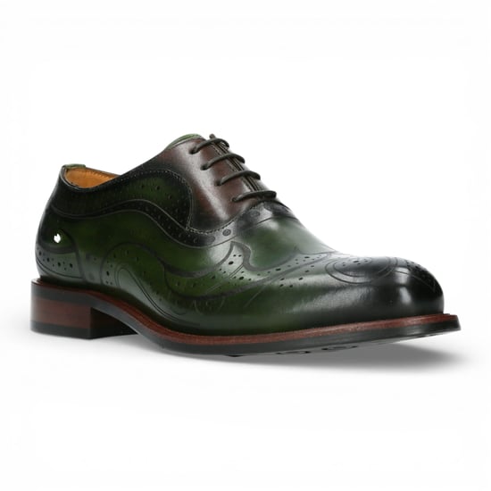 Lorenzo Conti Heren Khaki Groene Leren Brogue Oxford Nette Schoenen - Ayan-01 - Image 4