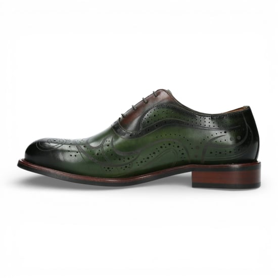 Lorenzo Conti Heren Khaki Groene Leren Brogue Oxford Nette Schoenen - Ayan-01 - Image 5