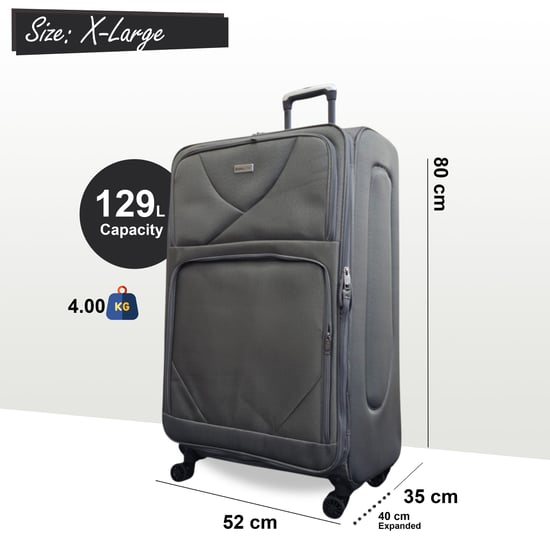 Softshell lichtgewicht grijs nylon 4-wiel reiskoffer Vakantie Extra Grote Koffer - Image 2