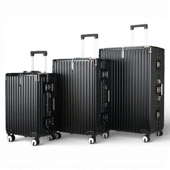 Black Hardshell Dual 4 Wheel ABS Bagagetrolley Hard Shell Cabin Koffer Set - Image 3