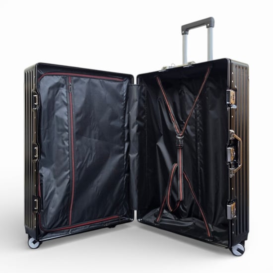 Black Hardshell Dual 4 Wheel ABS Bagagetrolley Hard Shell Cabin Koffer Set - Image 4